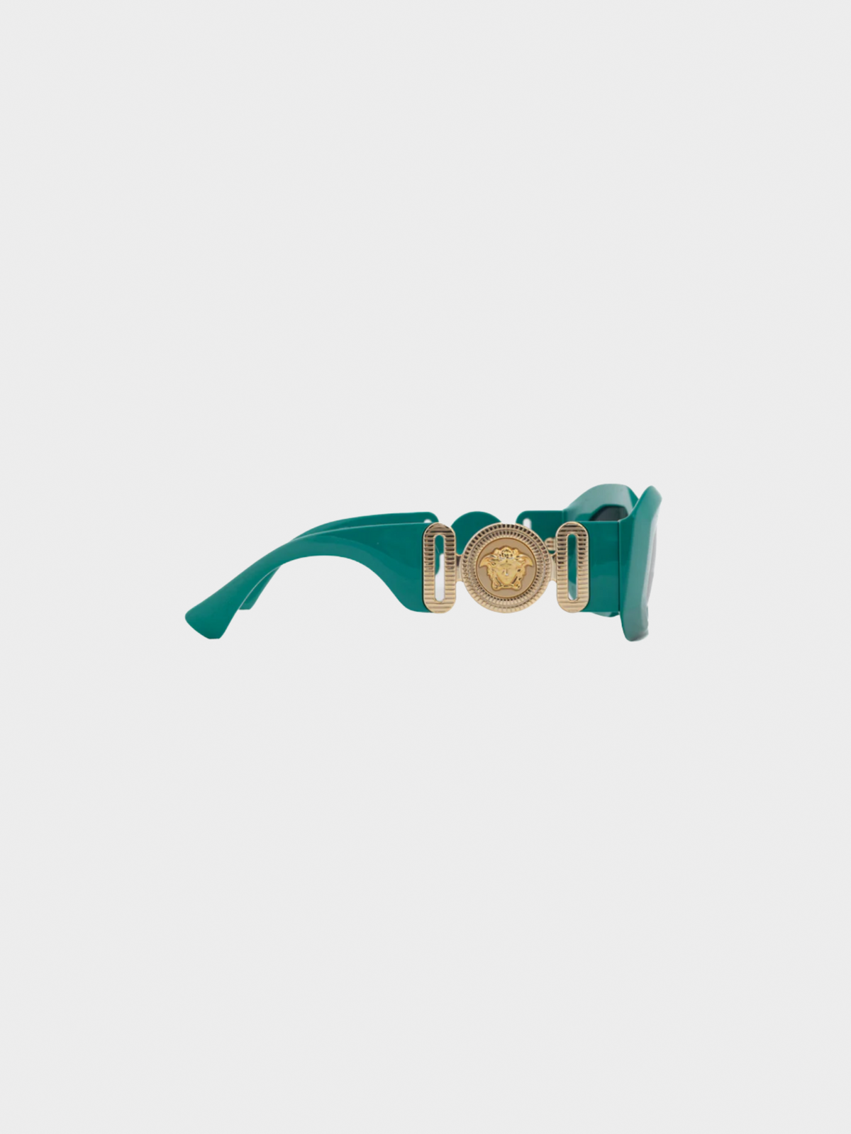 Versace 2010s Green Medusa-Logo Rectangular Sunglasses