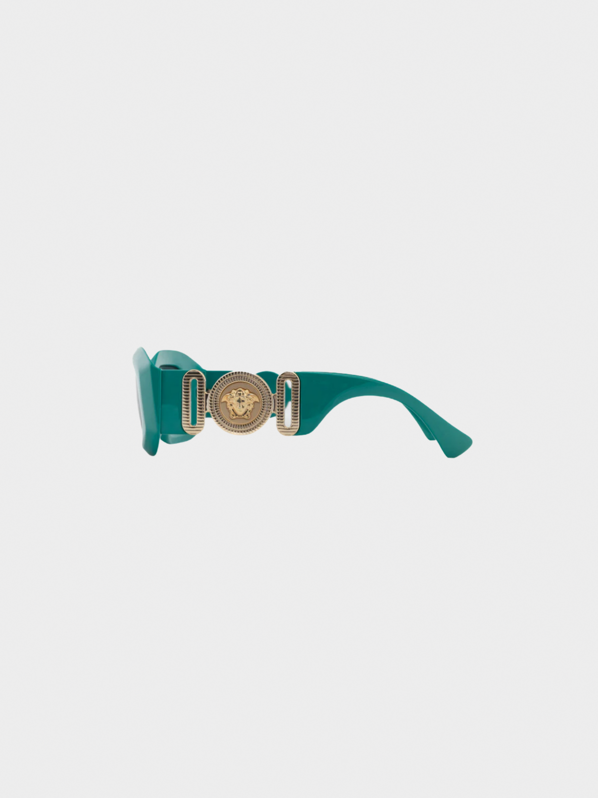 Versace 2010s Green Medusa-Logo Rectangular Sunglasses