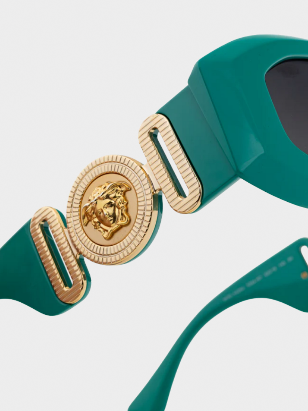 Versace 2010s Green Medusa-Logo Rectangular Sunglasses