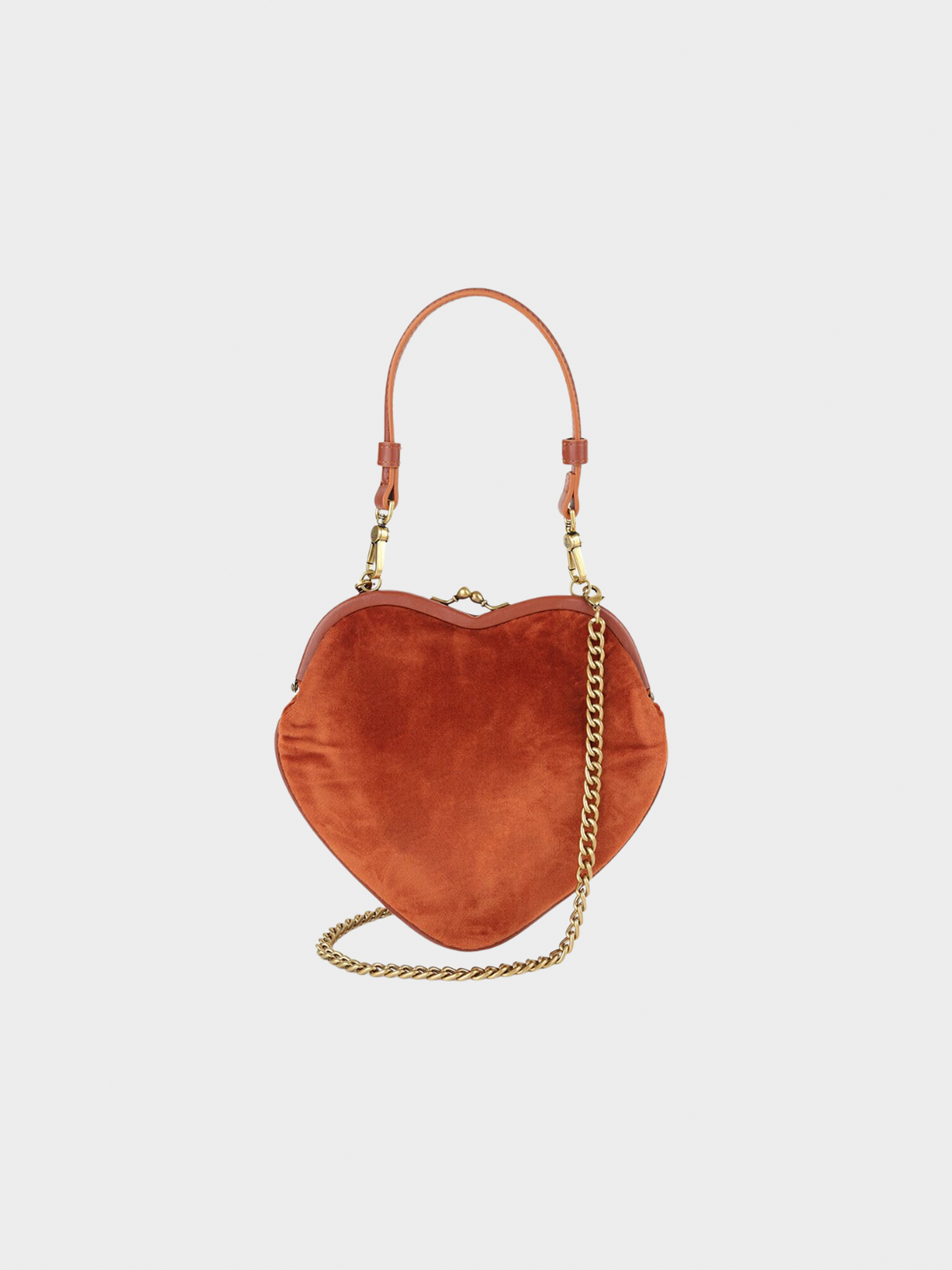Vivienne Westwood 2010s Burnt Orange Velvet Heart Handbag