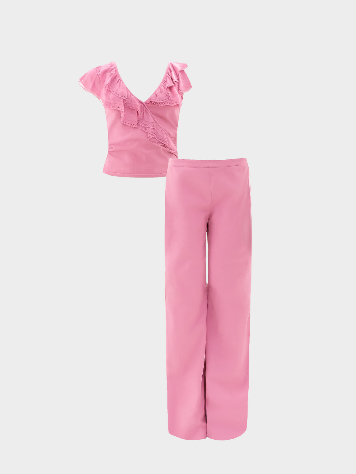 Valentino 2000s Pink Lace Top and Pants Set
