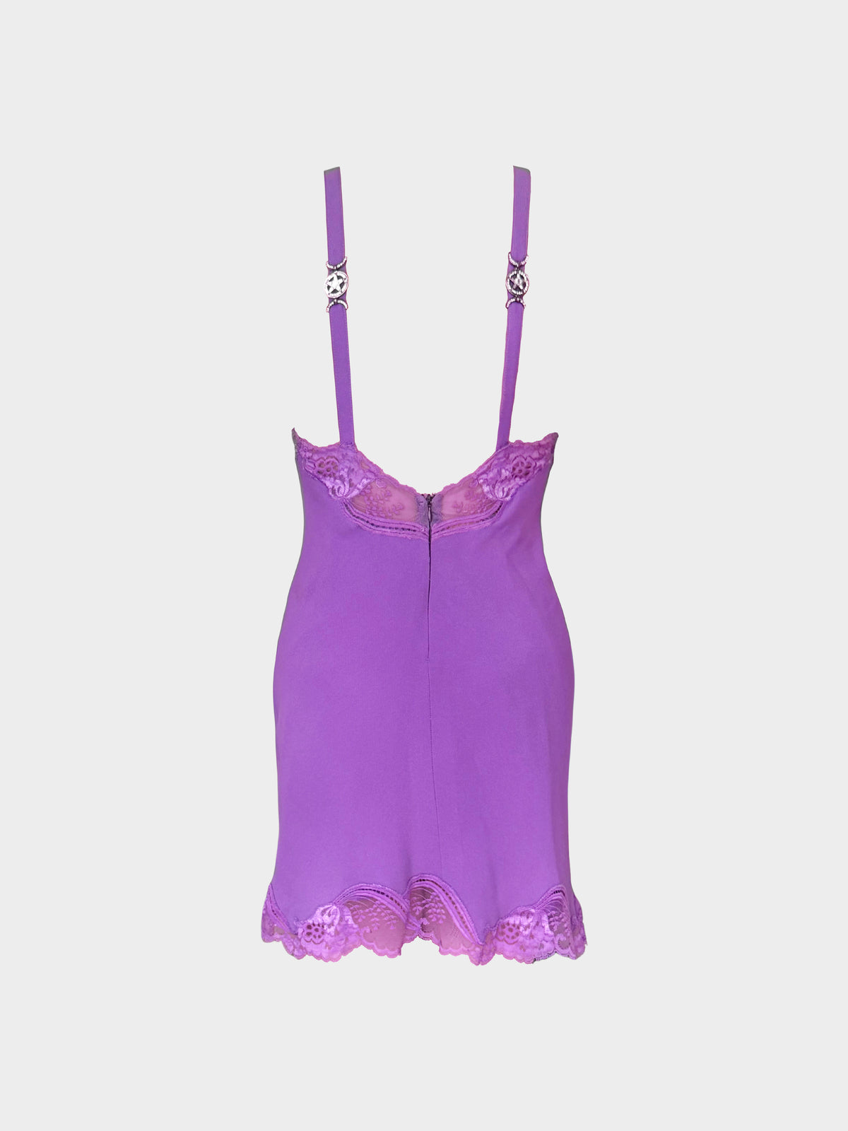 Versace 2000s Purple Lace-trimmed Silk Slip Dress