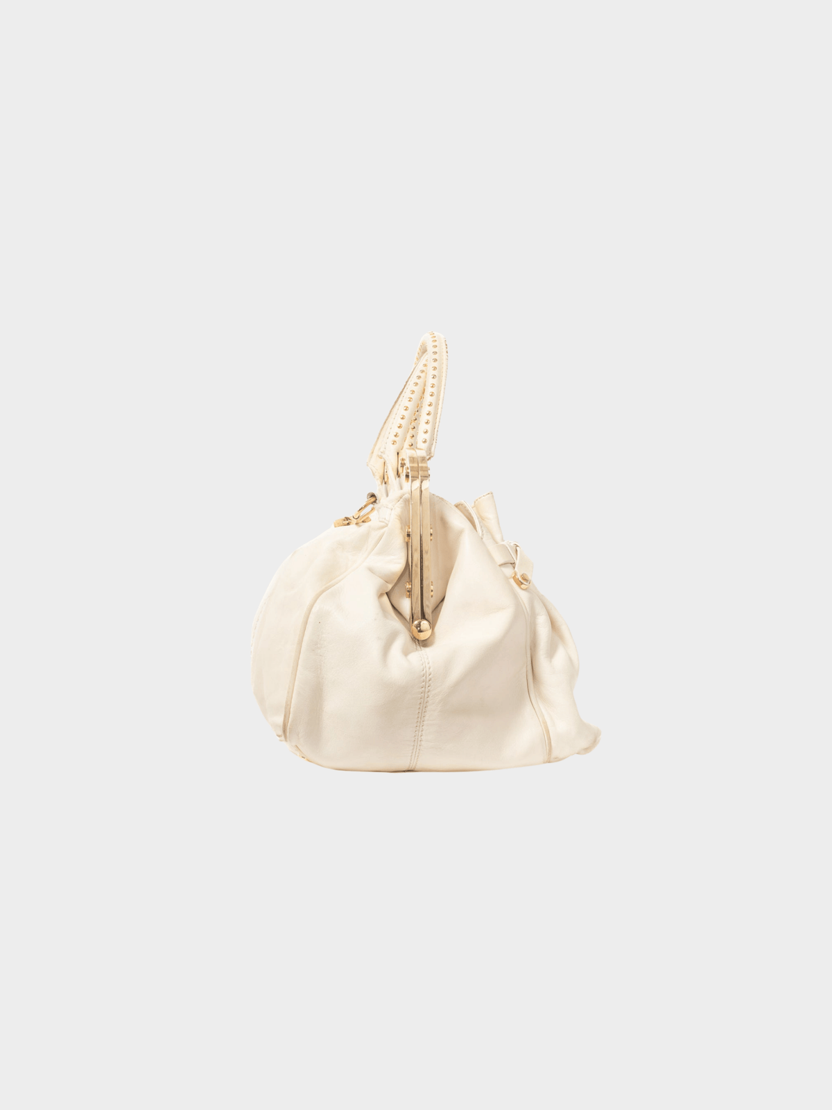 Versace SS 2009 Runway White Leather Studded Frame Satchel