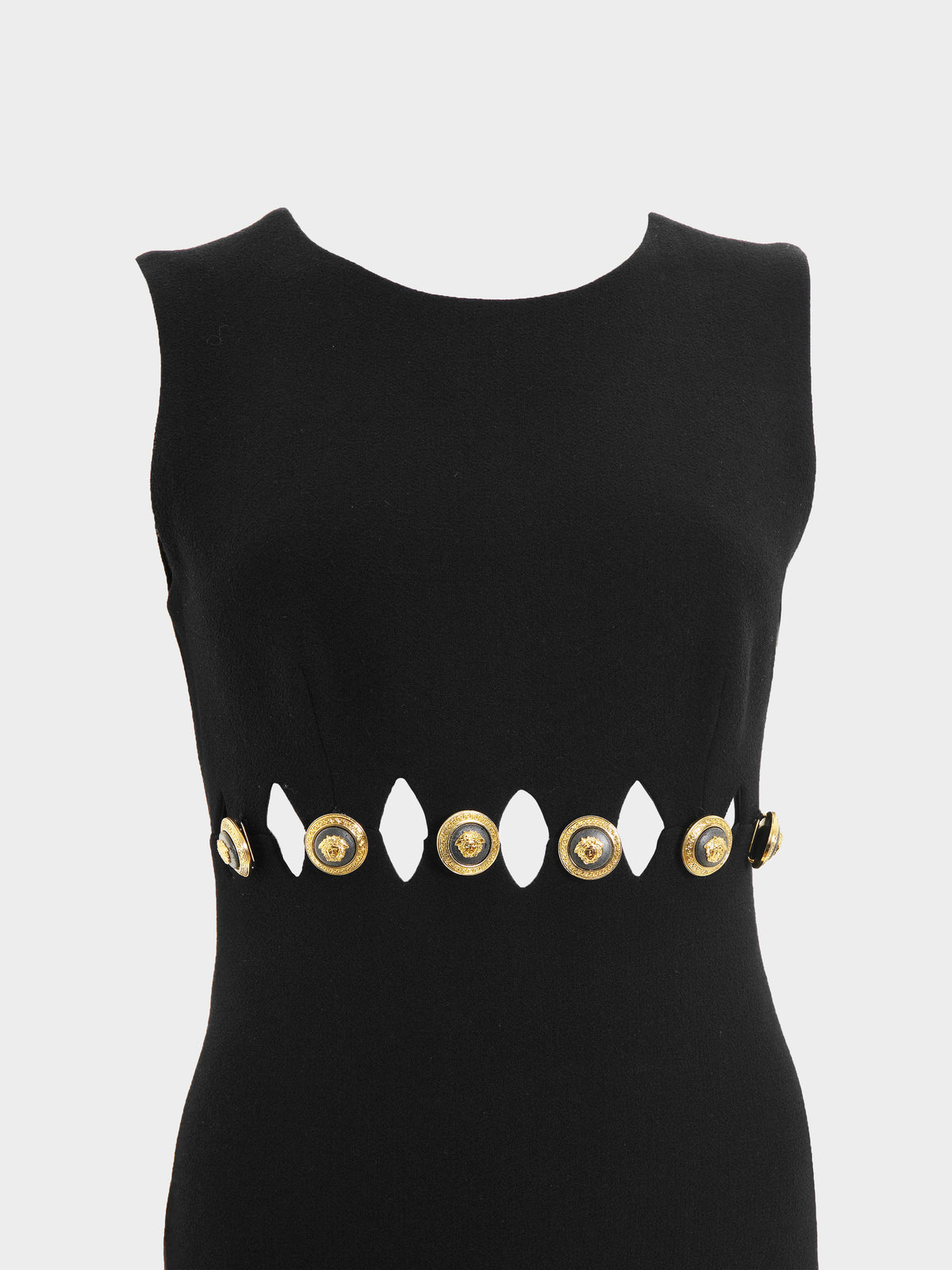 Gianni Versace FW 1994 Black Wool Medusa Cut-Out Dress