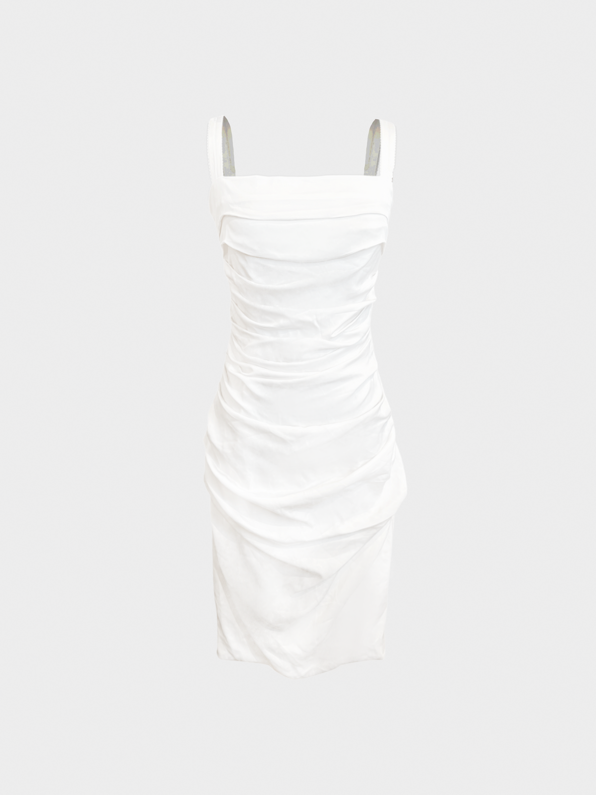 Dolce and Gabbana 2000s White Silk Draped Midi Dress