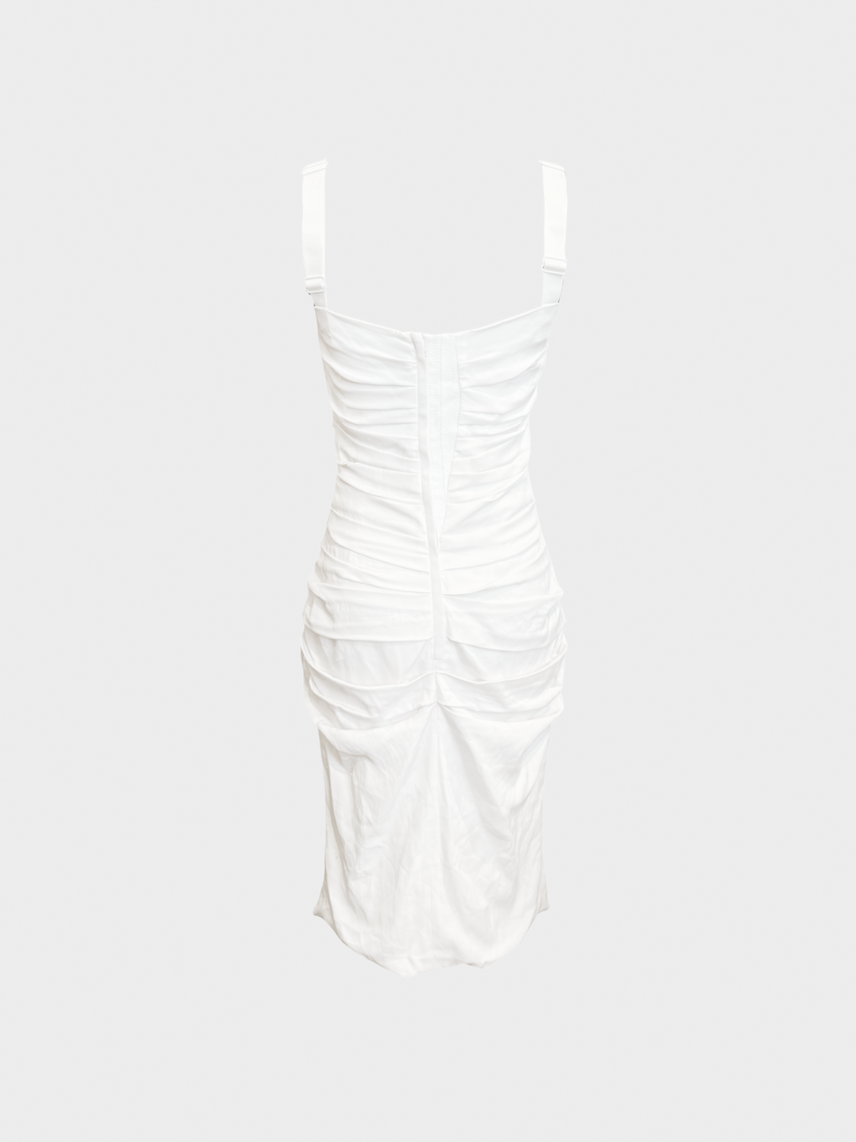 Dolce and Gabbana 2000s White Silk Draped Midi Dress