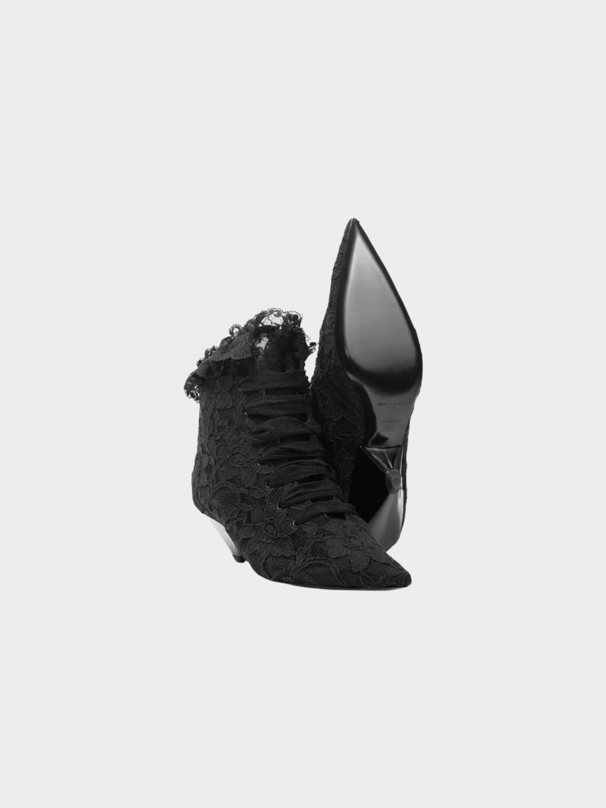 Yves Saint Laurent 2018 Blaze 45 Black Lace Lace-Up Booties