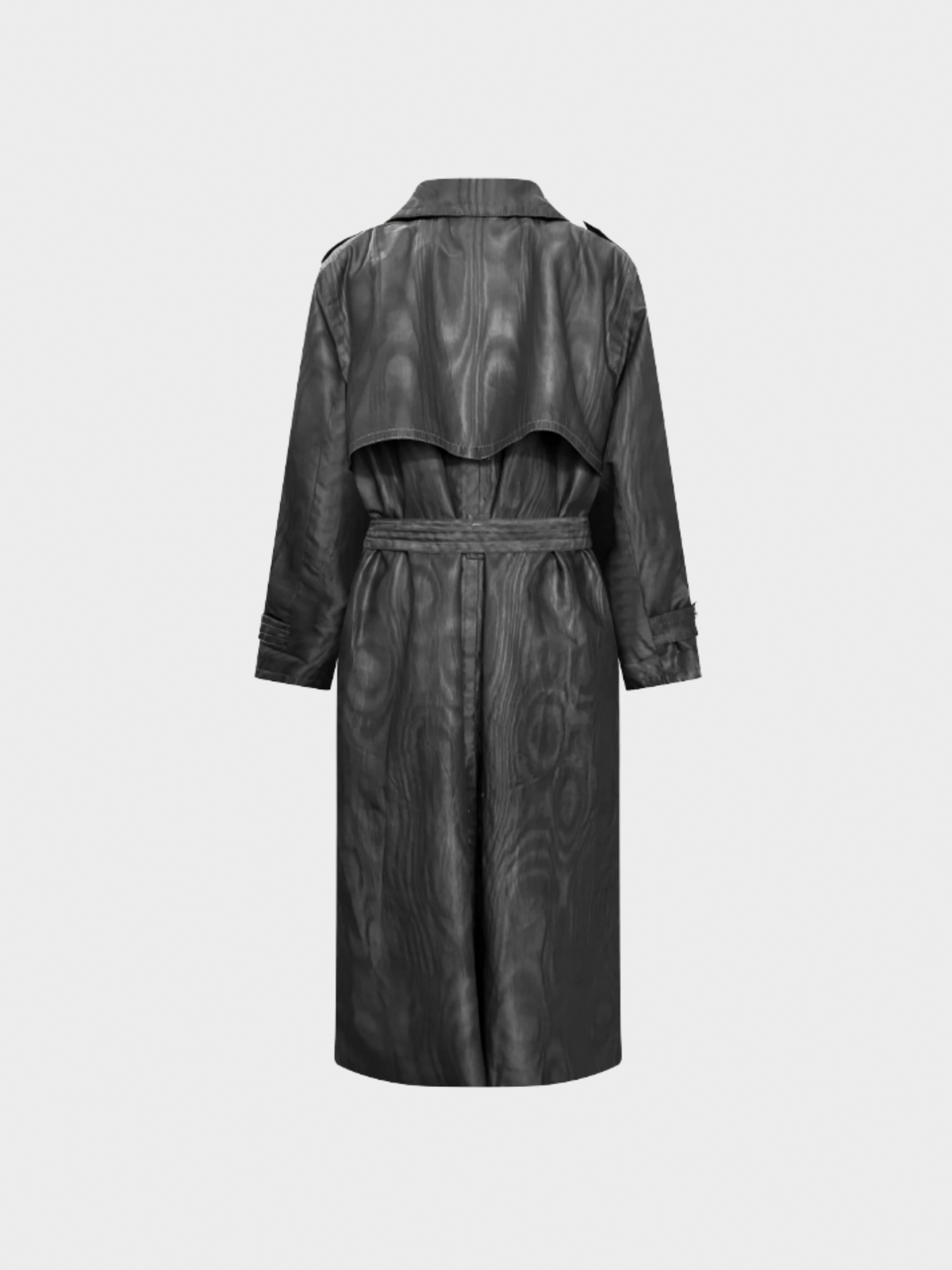 Yves Saint Laurent 1990s Black Moirée Trench Coat