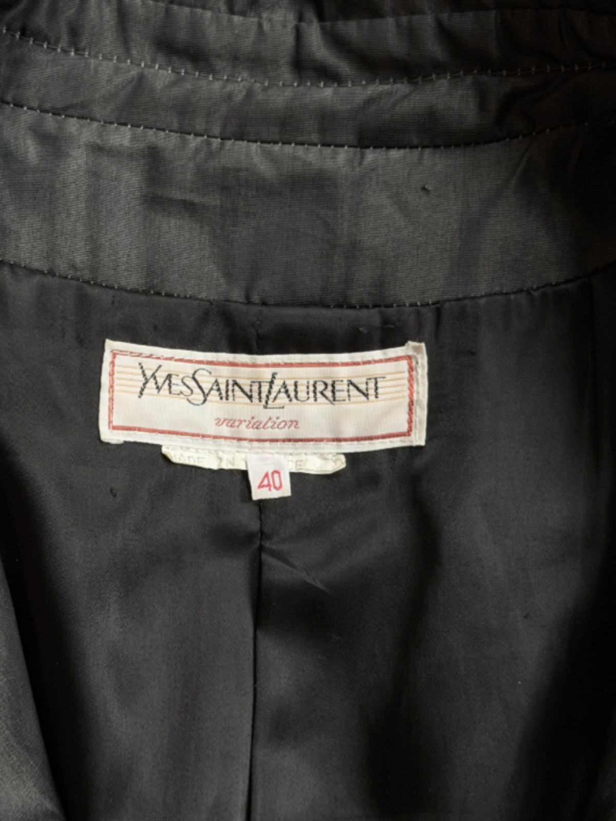 Yves Saint Laurent 1990s Black Moirée Trench Coat
