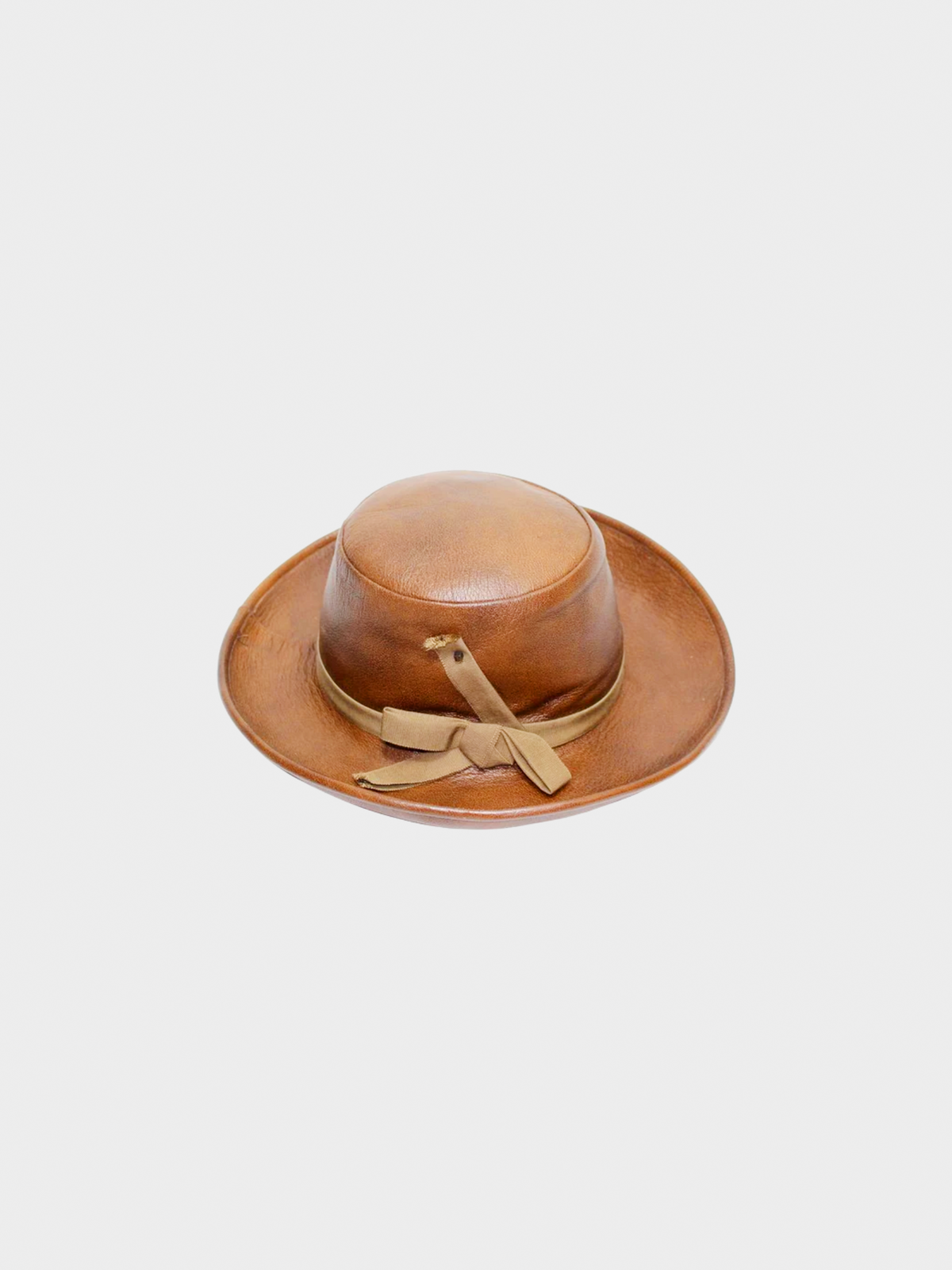 Yves Saint Laurent 1970s Brown Leather Hat Vintage YSL