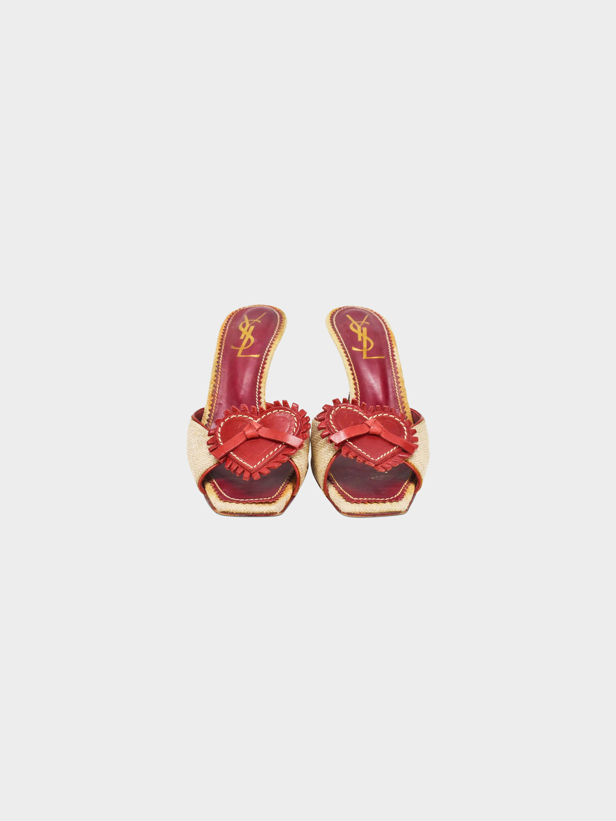 Yves Saint Laurent 1990s Raffia Heart Heels