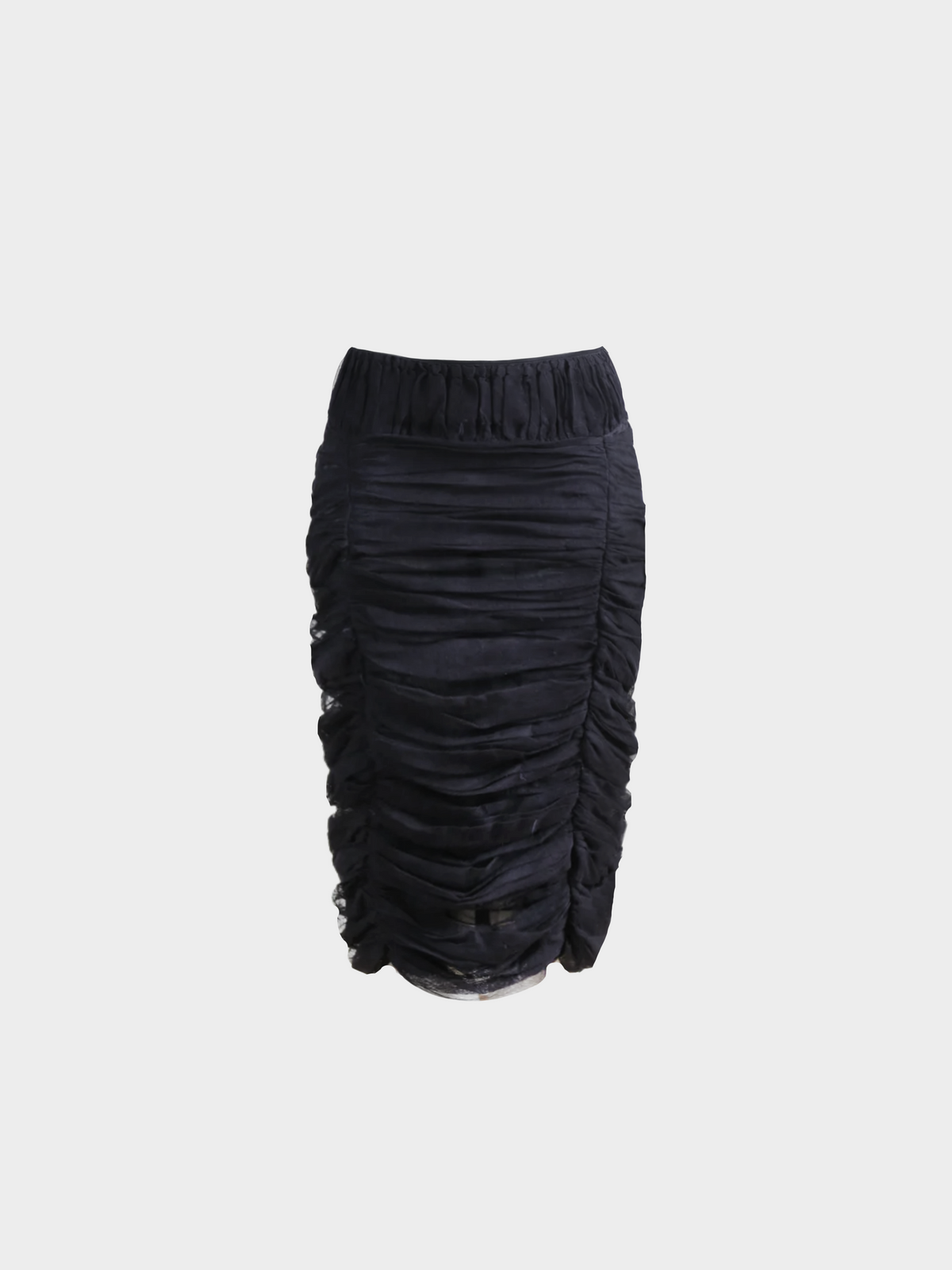 Yves Saint Laurent SS 2002 Dark Purple Ruched Sheer Skirt