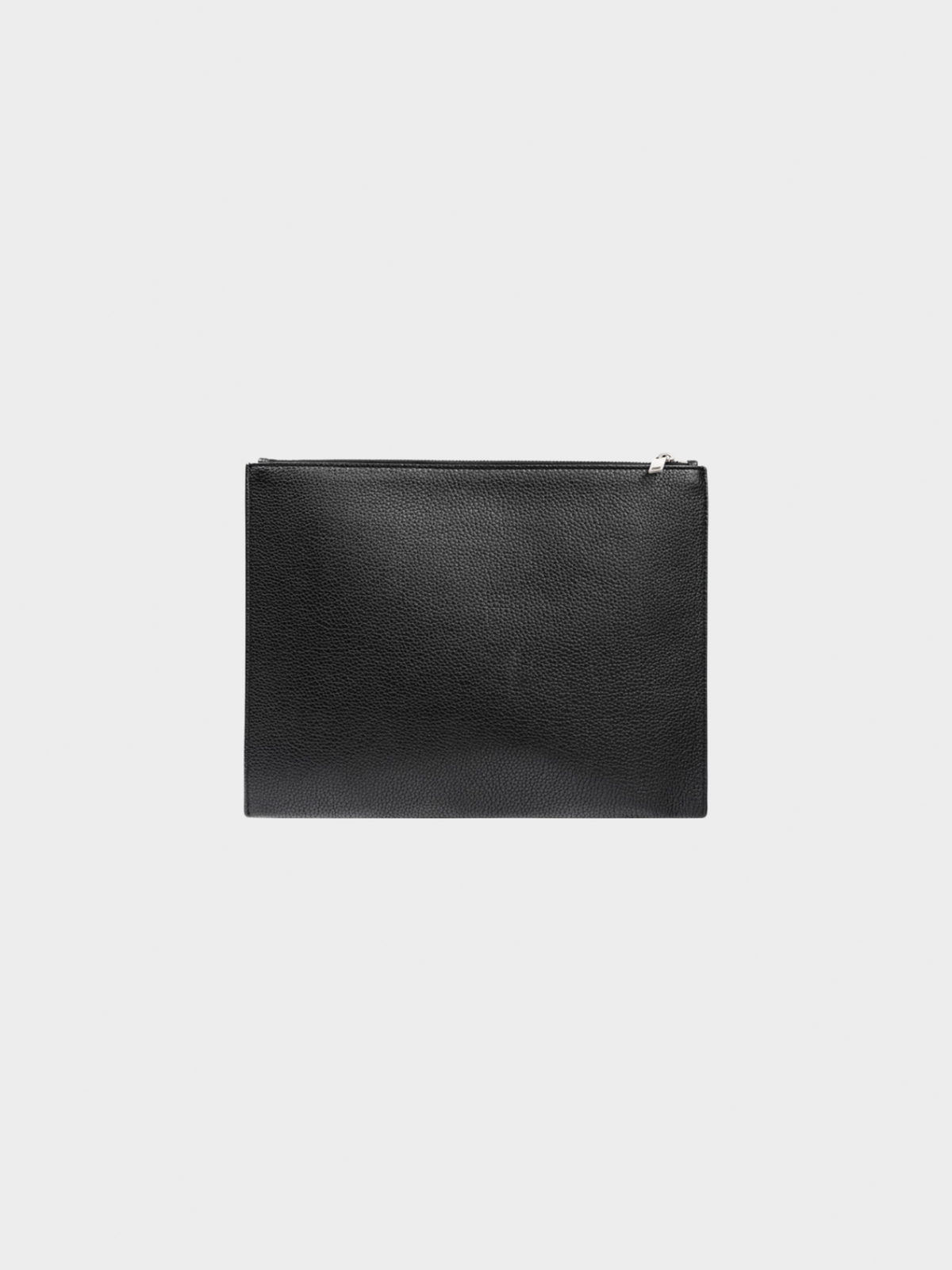Yves Saint Laurent 2010s Black Pebbled-Leather Flat Snap-Closure Clutch