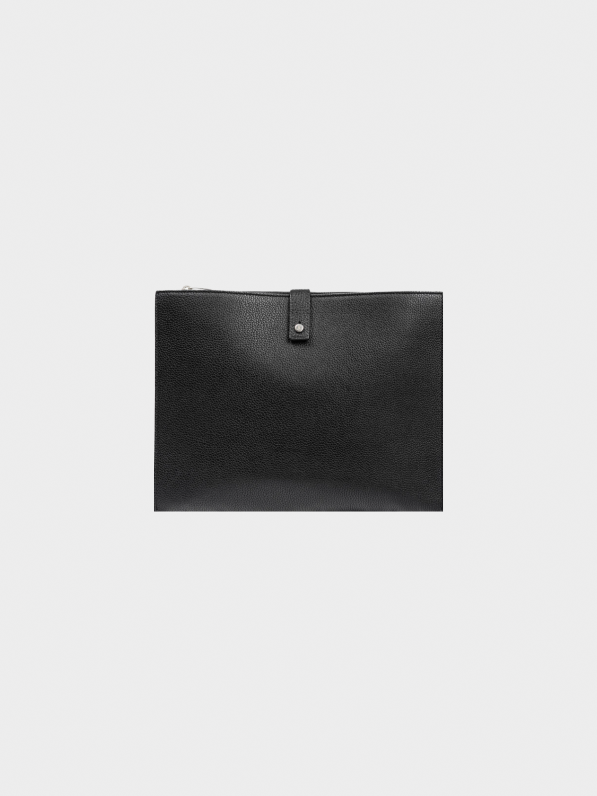 Yves Saint Laurent 2010s Black Pebbled-Leather Flat Snap-Closure Clutch