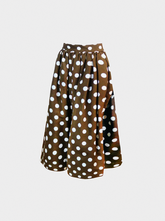 Yves Saint Laurent 2000s Brown Polka Dot Maxi Skirt