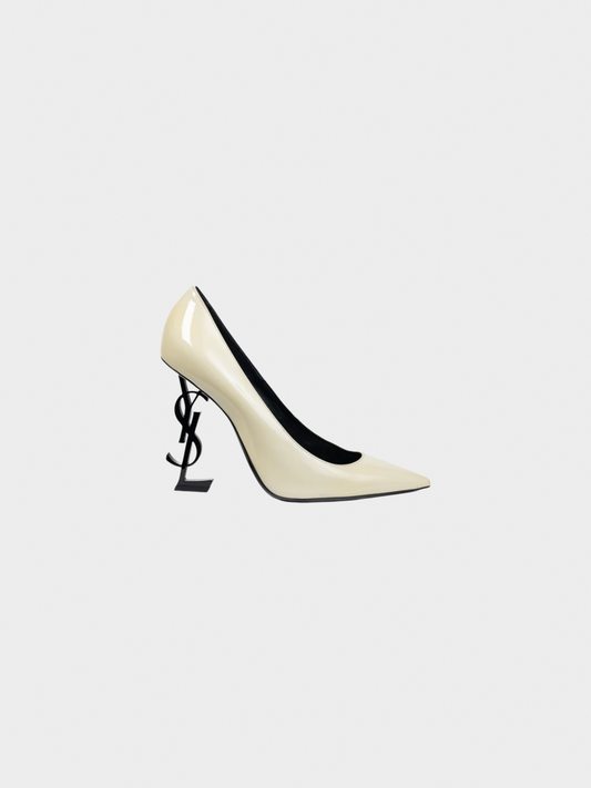 Yves Saint Laurent 2010s Opyum Cream Patent YSL Cassandre Pointed-Toe Pumps