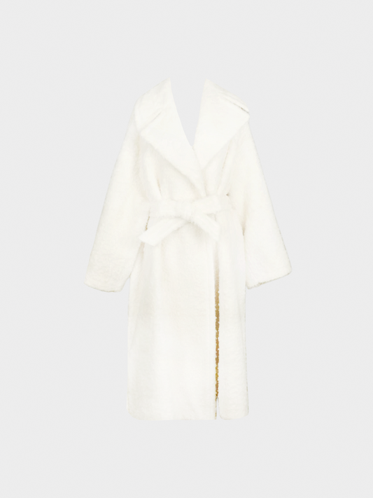 Alaïa 2010s White Alpaca Wool Coat