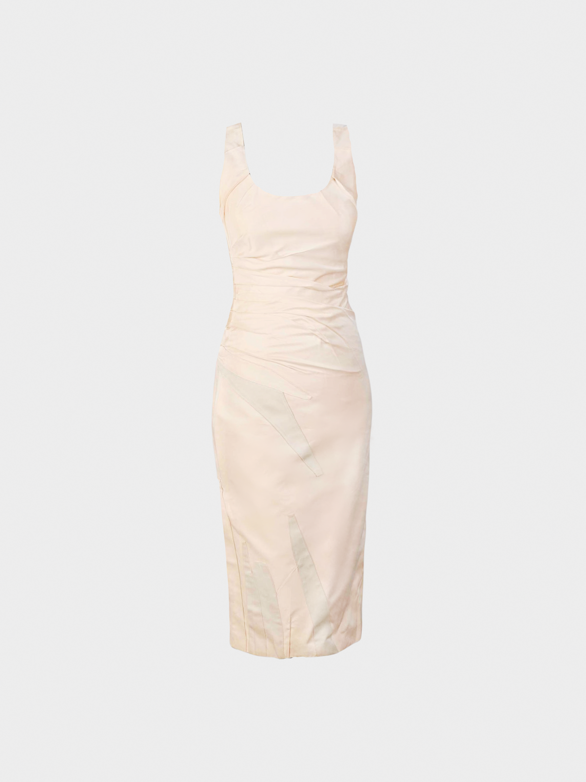 Bottega Veneta 2000s Beige Cotton Ruched Maxi Dress