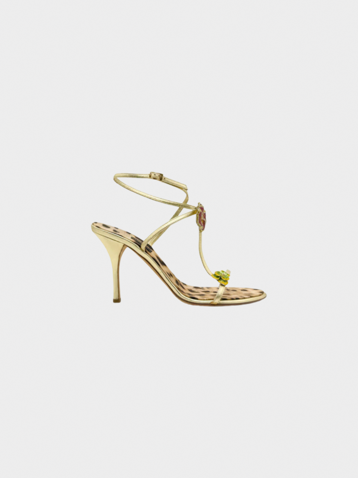 Roberto Cavalli 2000s Gold Flower Pumps