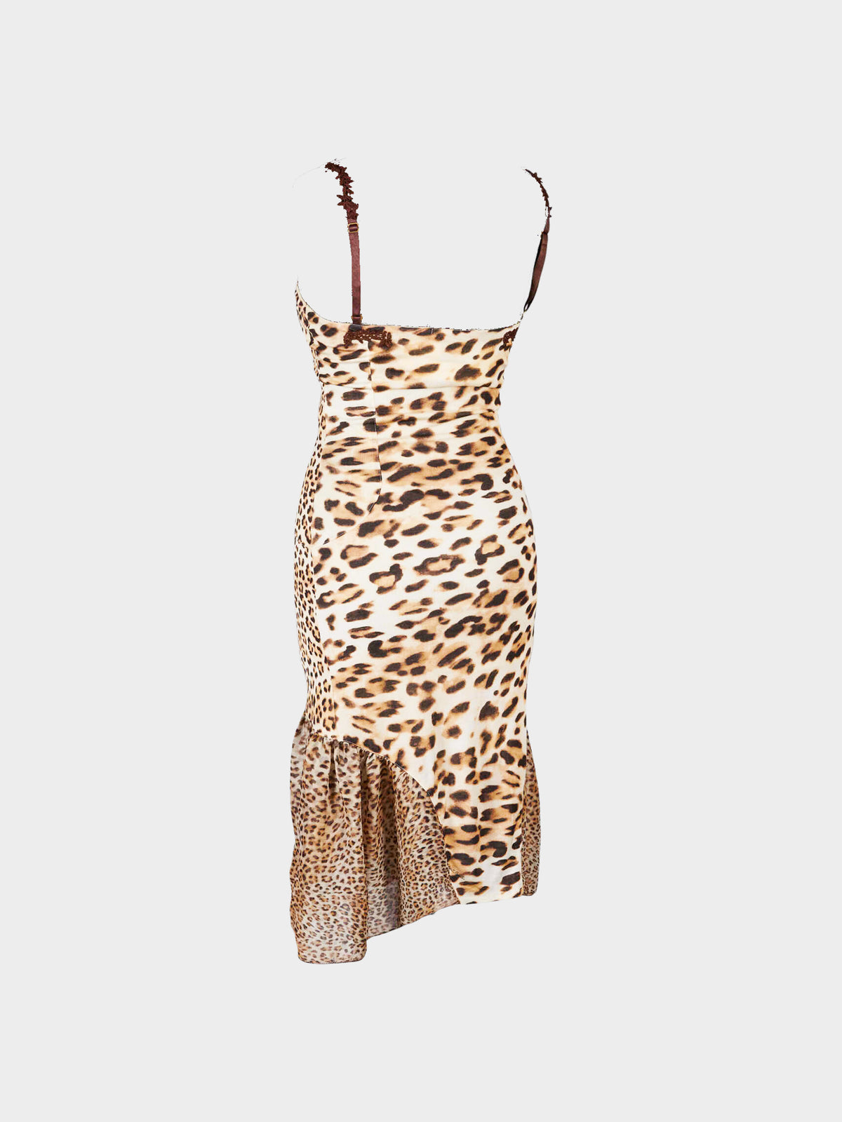Roberto Cavalli 2000s Beige and Brown Leopard Print Dress