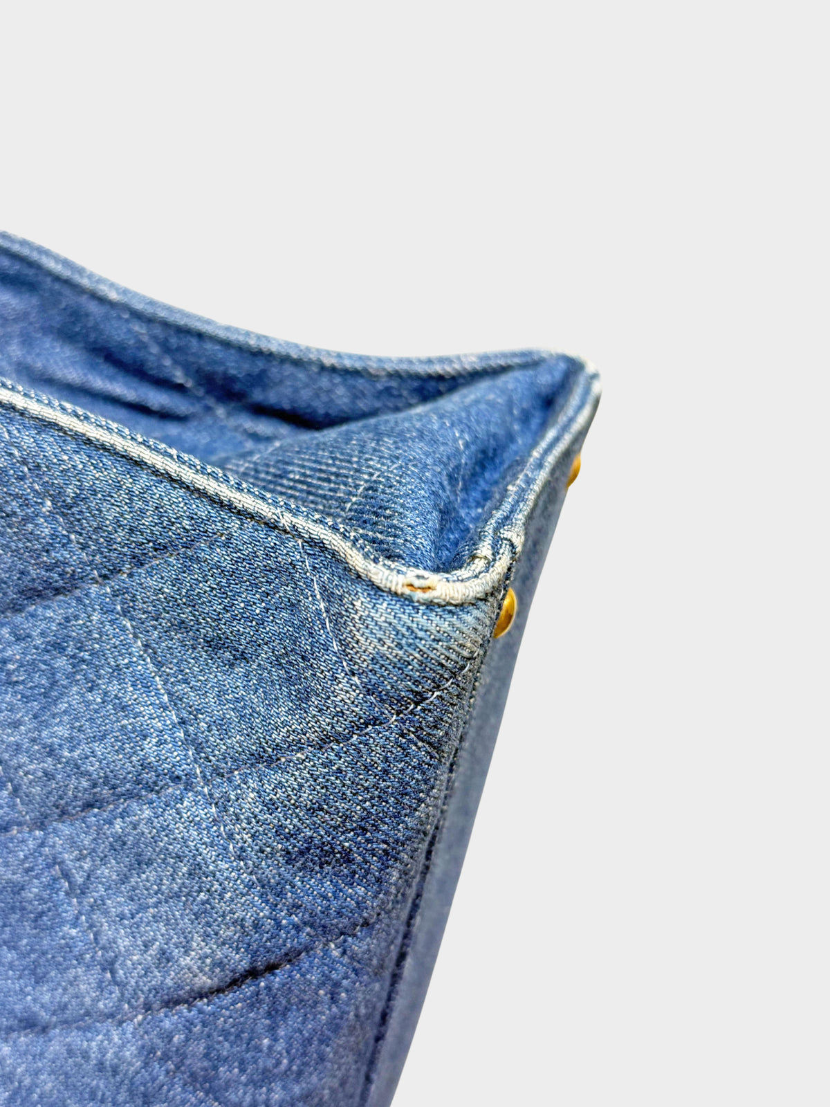 Chanel 1997-1999 Denim Blue Quilted CC Tote Bag