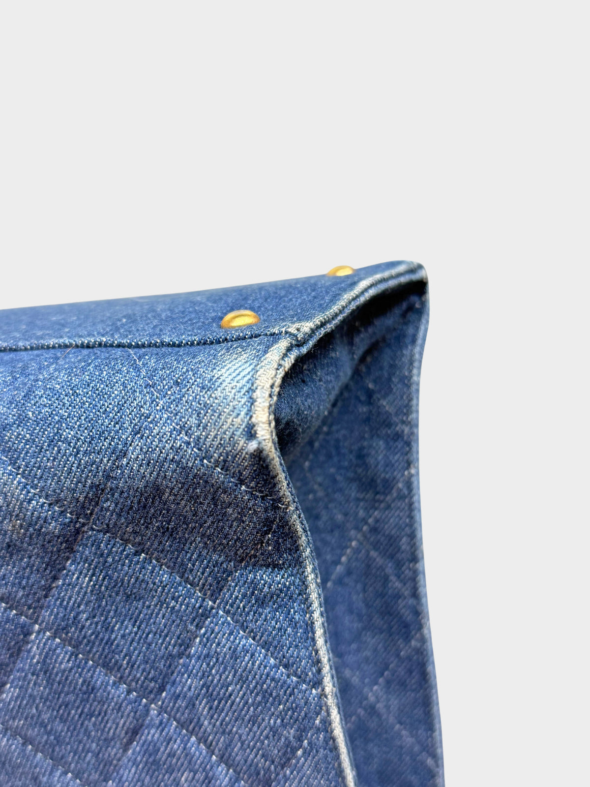 Chanel 1997-1999 Denim Blue Quilted CC Tote Bag