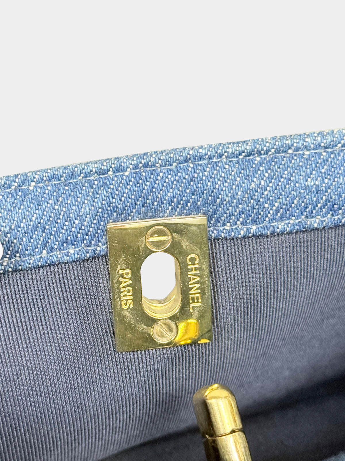 Chanel 1997-1999 Denim Blue Quilted CC Tote Bag