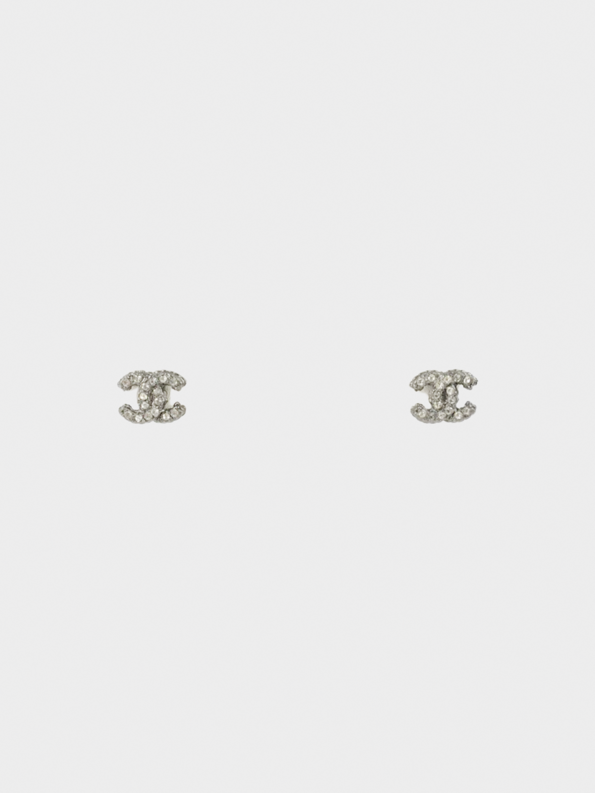Chanel 2013 Silver CC Rhinestone Earrings