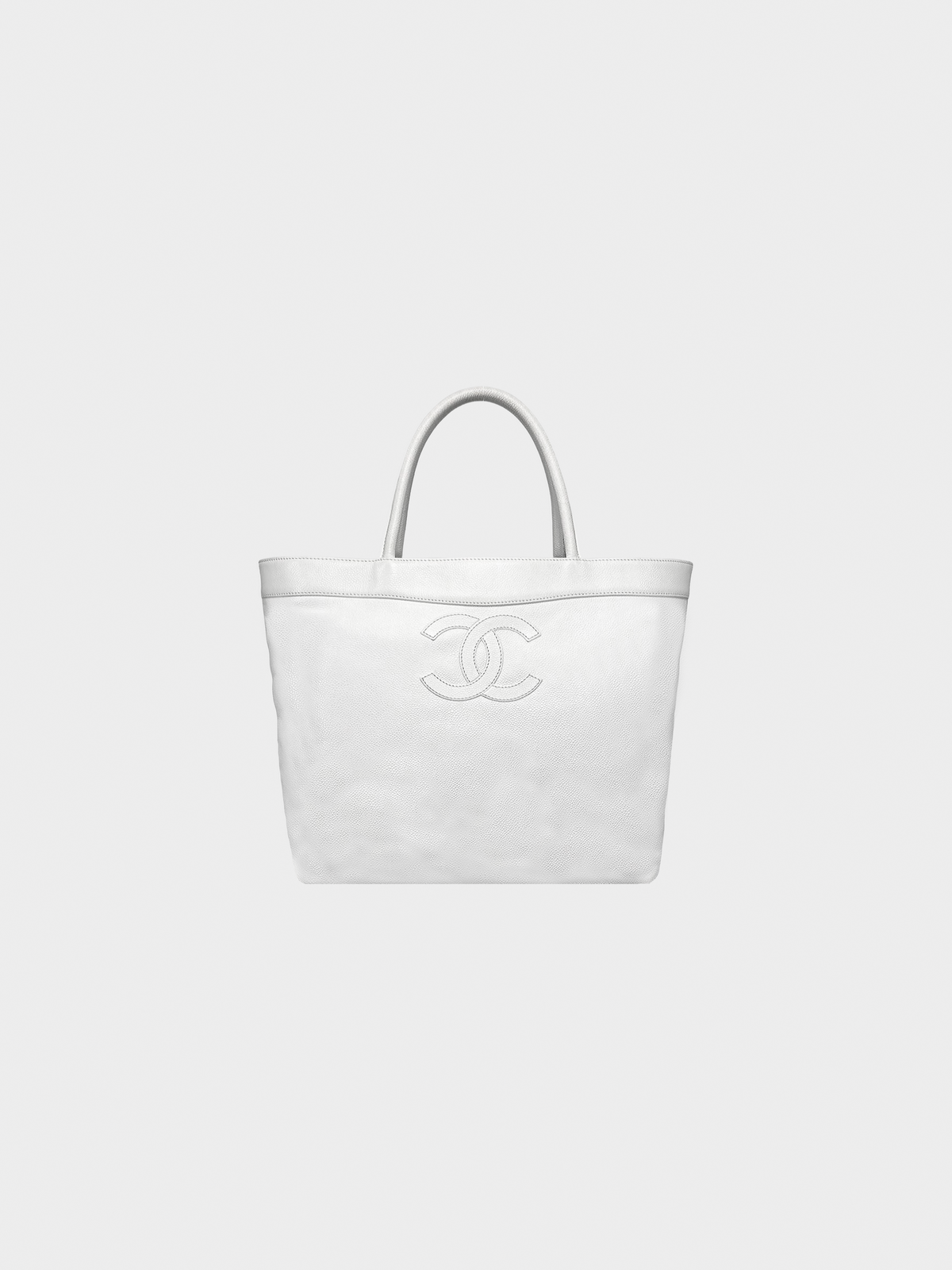 Chanel 2000s White Caviar Leather Tote Bag