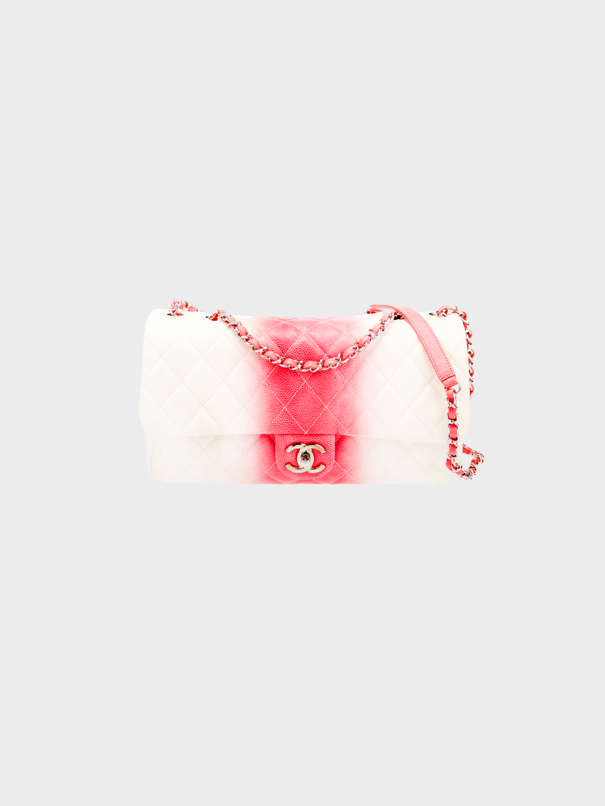 Chanel 2012-2013 Pink and White Jumbo Ombrè Single Flap Bag