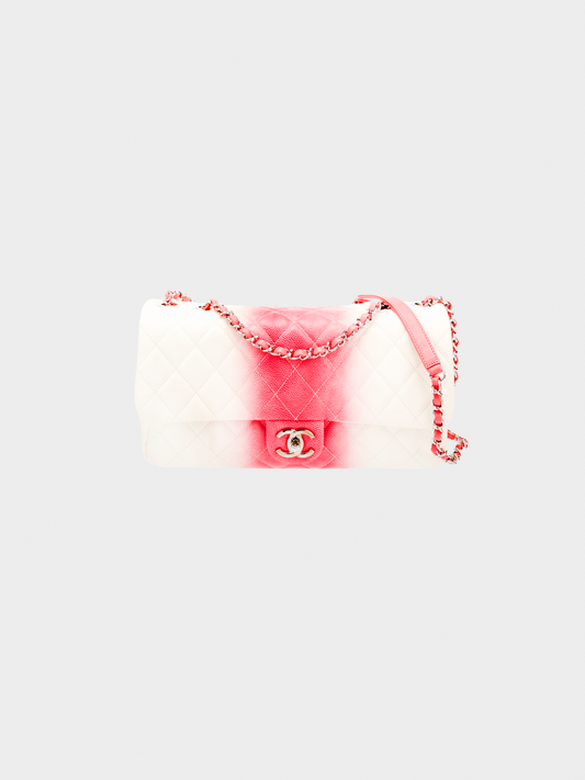 Chanel 2012-2013 Pink and White Jumbo Ombrè Single Flap Bag