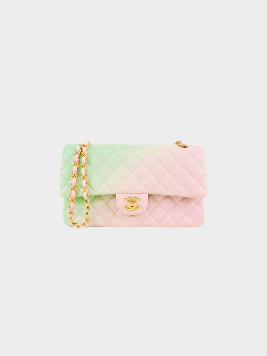 Chanel SS 2024 Green and Purple Pastel Ombre Diamond Quilt Flap Bag