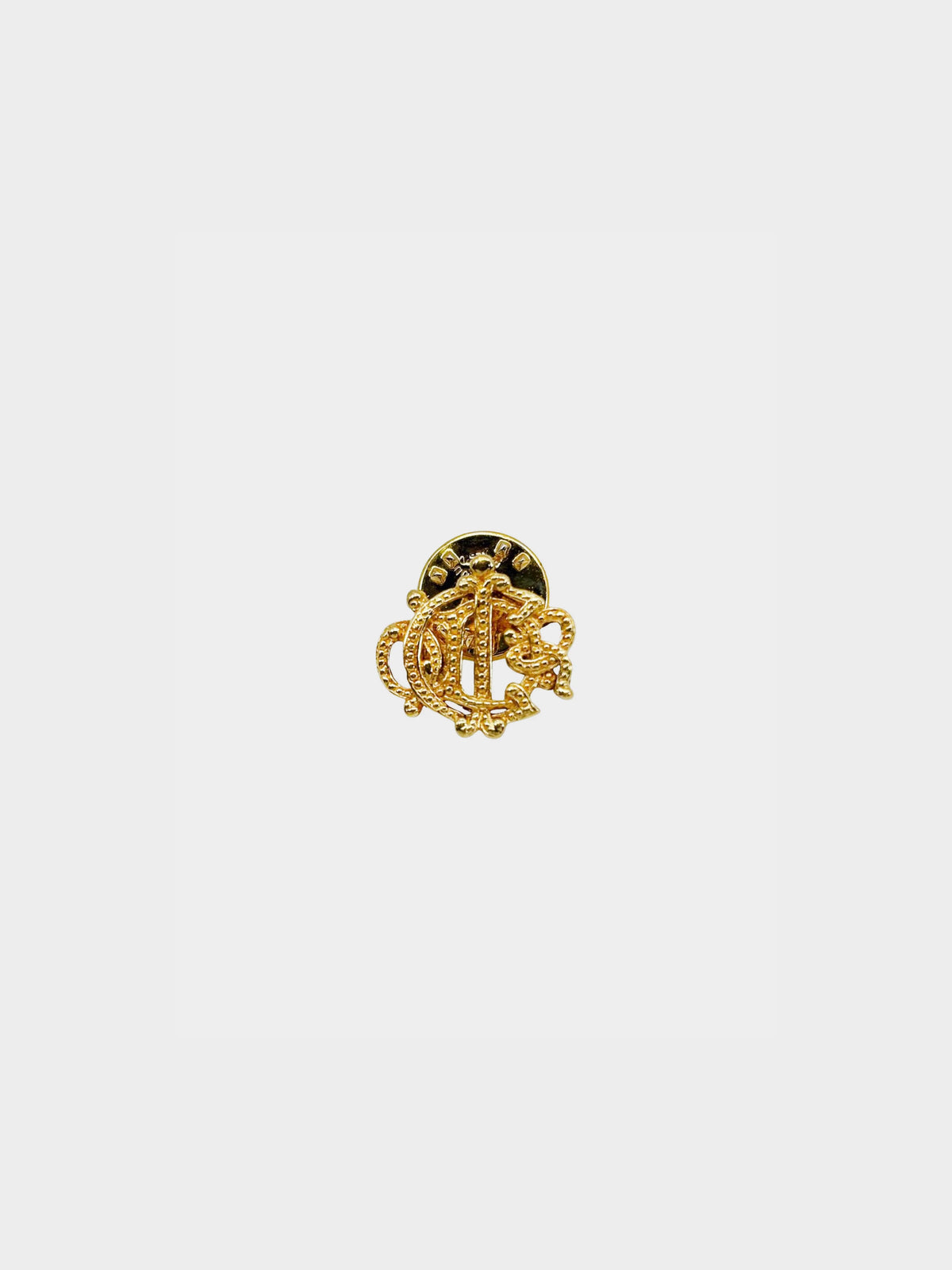 Christian Dior 1980s Old Logo Gold Emblem Brooch