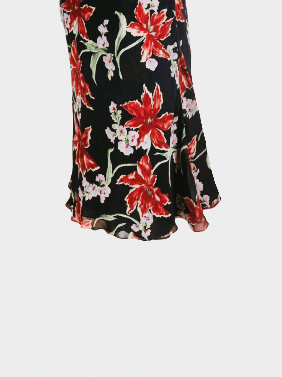 Christian Dior FW 2000 Black Floral Printed Maxi Skirt