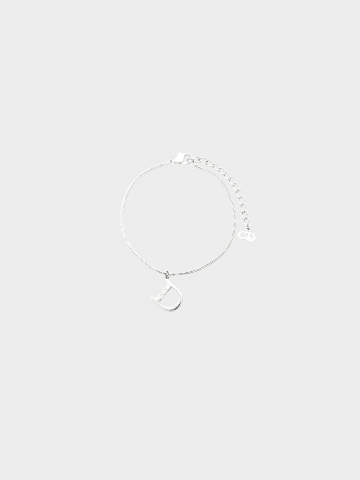 Christian Dior 2000s Silver 'D' Logo Charm Bracelet
