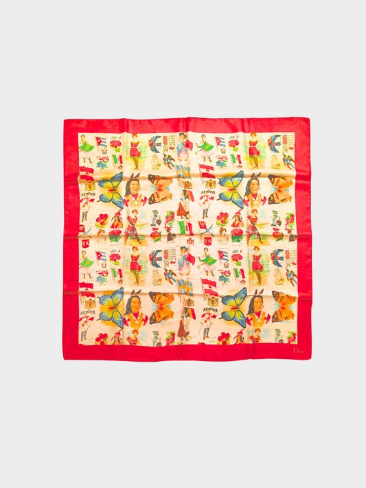 Christian Dior SS 2002 Graphic Printed Silk Scarf