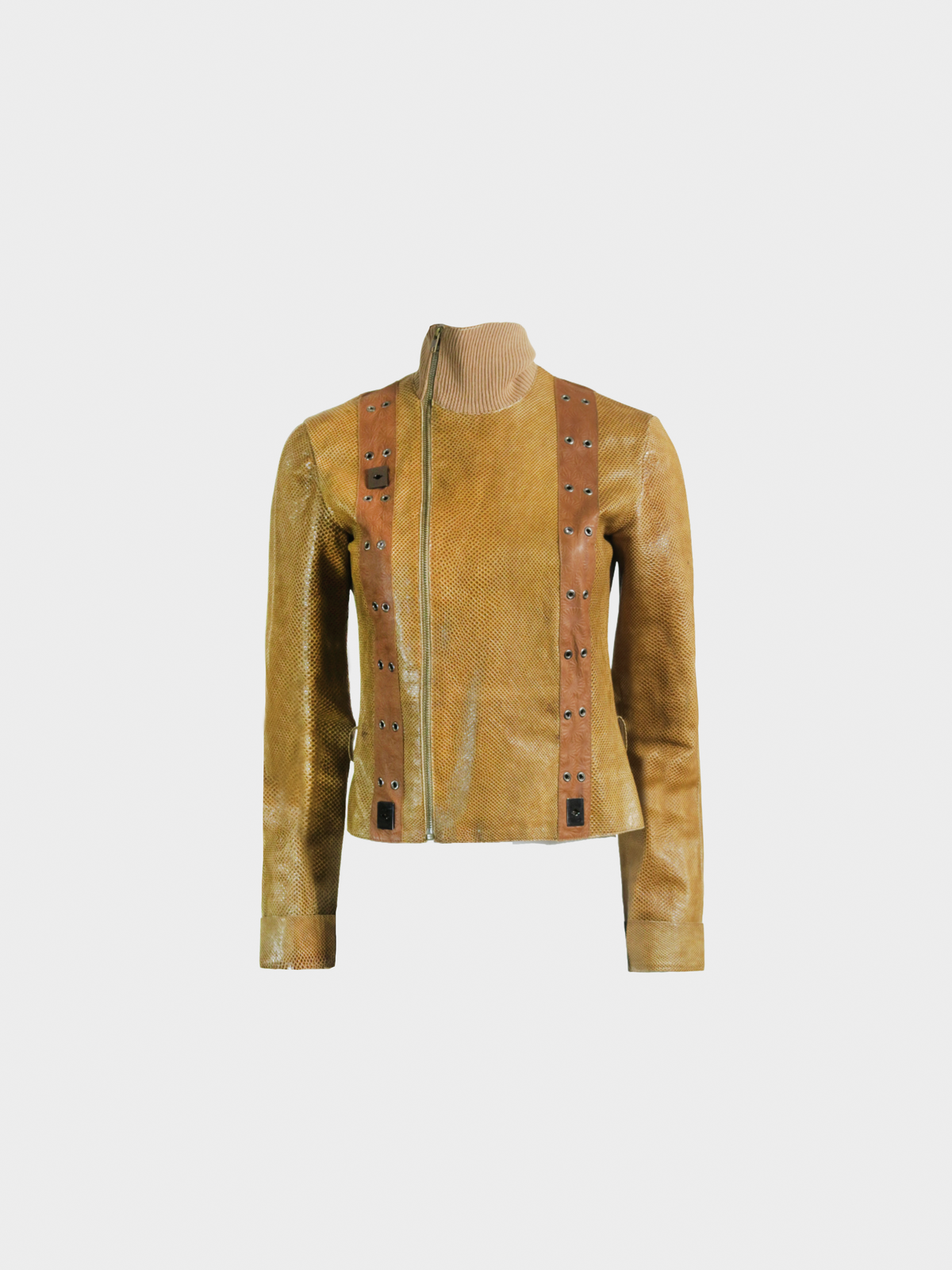 Christian Dior SS 2002 Brown Salmon Skin Leather Jacket
