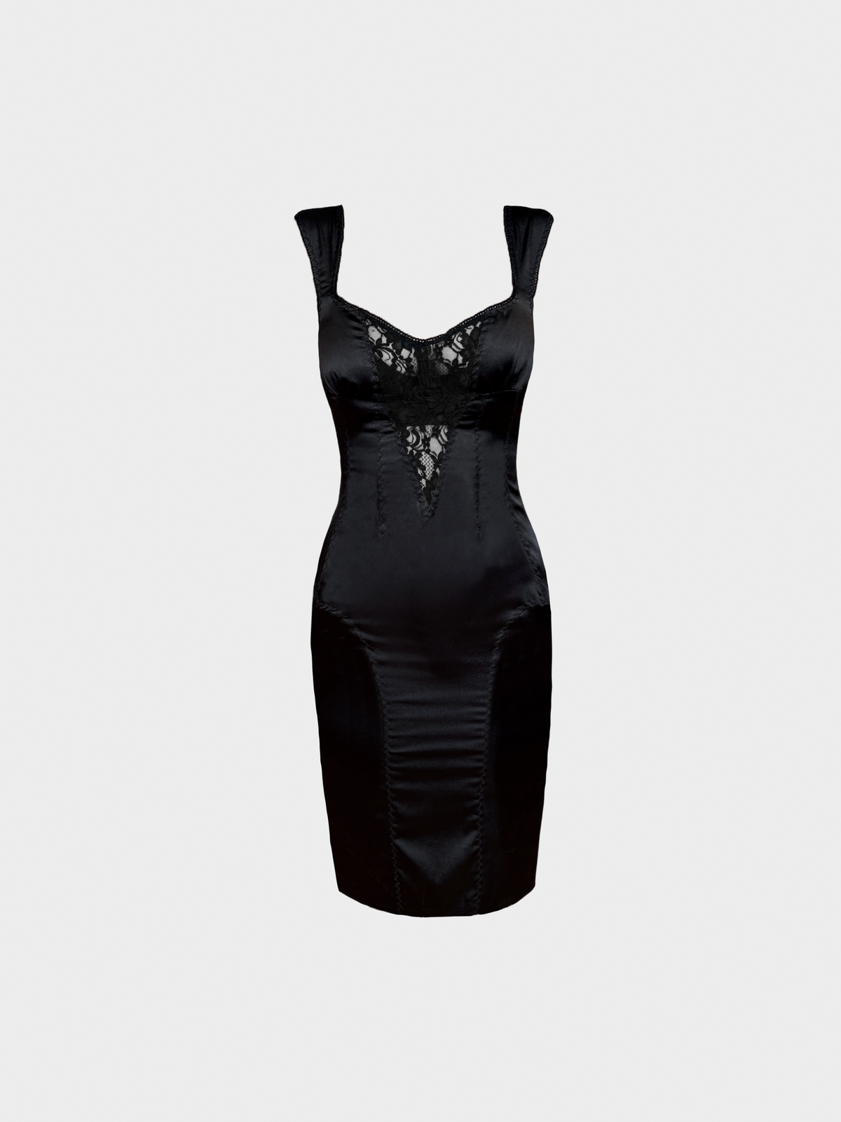 Dolce and Gabbana 2000s Black Lace Cutout Midi Dress