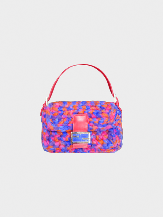Fendi 2000s Multicoloured Wool Mamma Baguette Bag