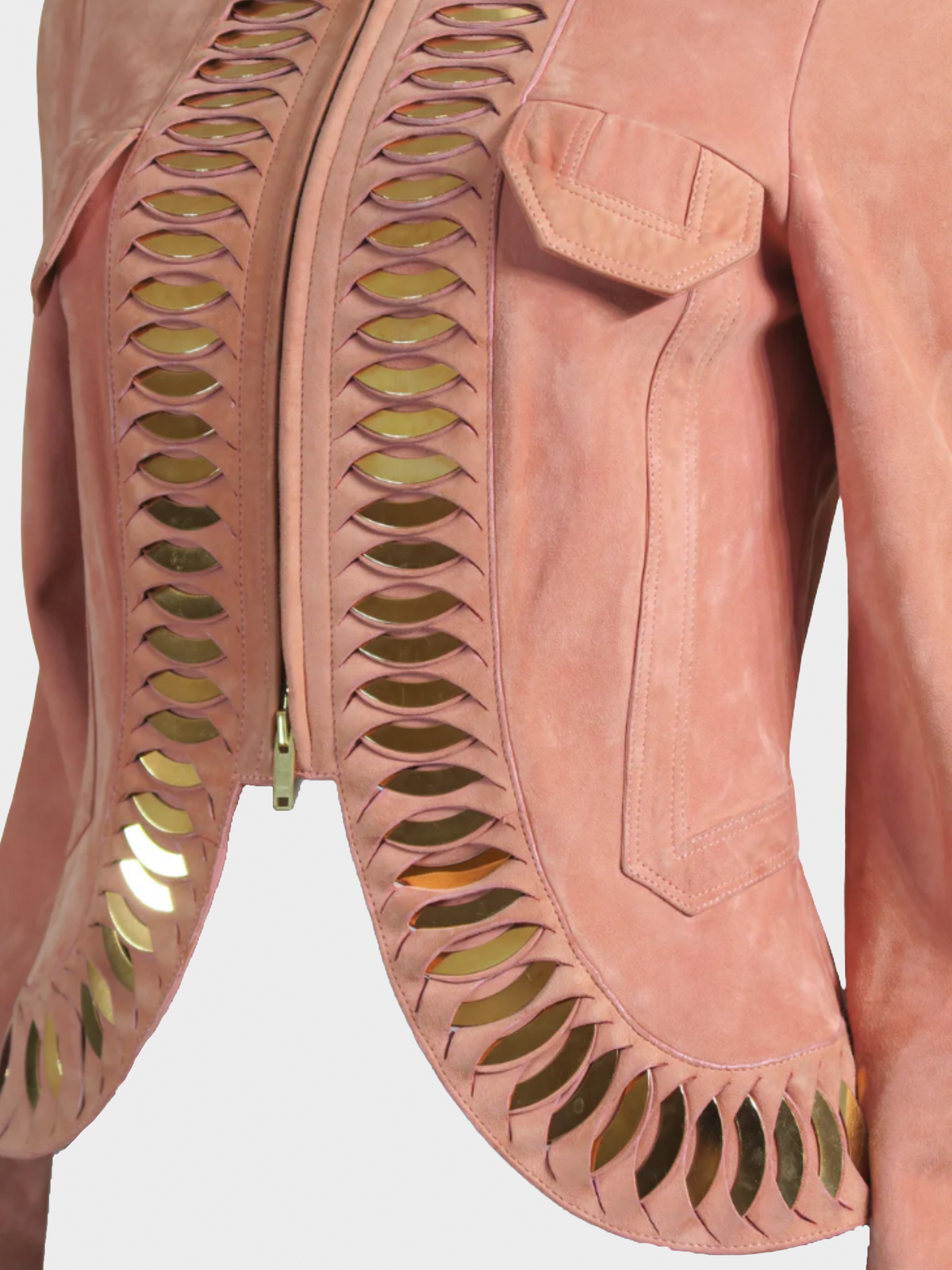 Gucci 2000s Peach Suede Leather Jacket