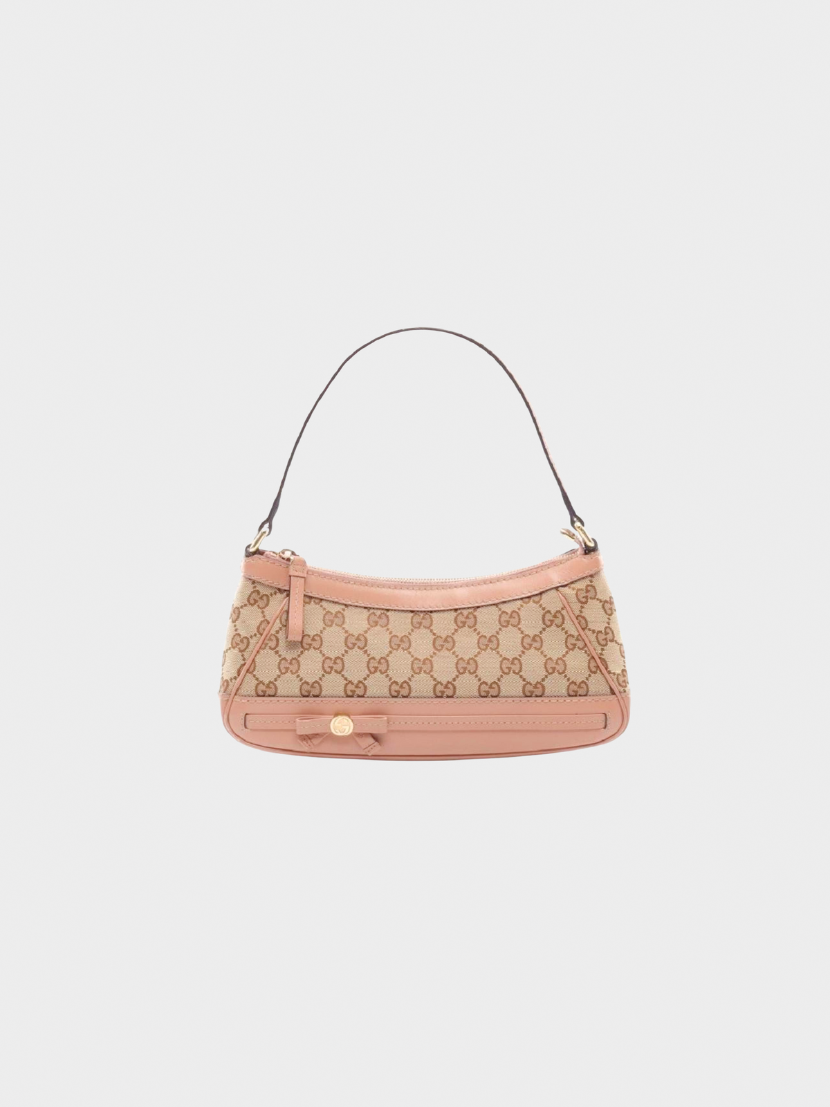 Gucci 2000s Brown GG Rosa Beige Canvas Mayfair Pochette Castaño