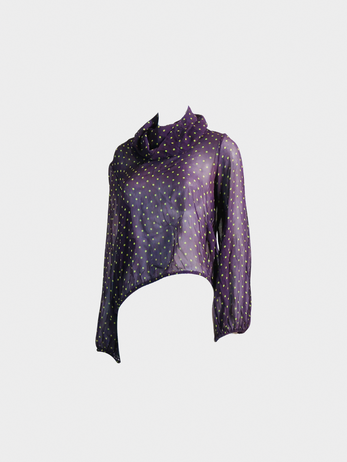 Jean Paul Gaultier 2000s Hooded Plum Silk Long Sleeve Top