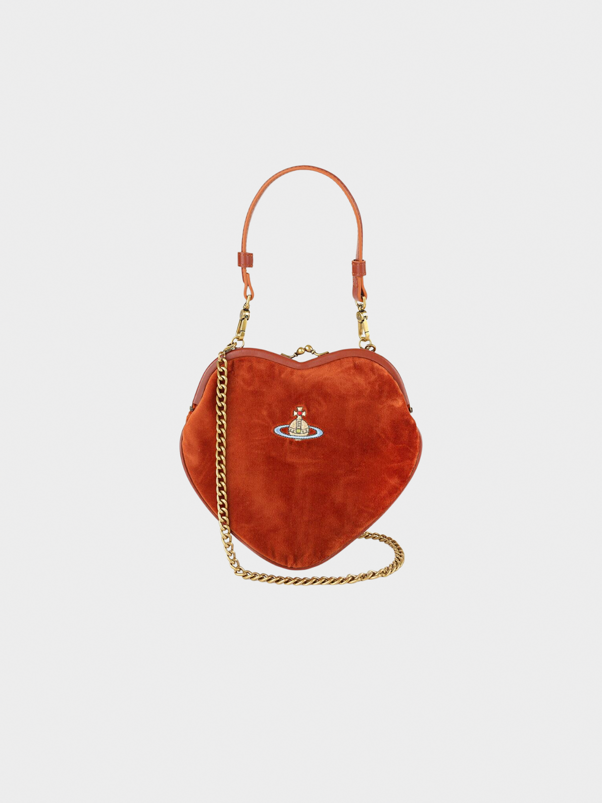 Vivienne Westwood 2010s Burnt Orange Velvet Heart Handbag