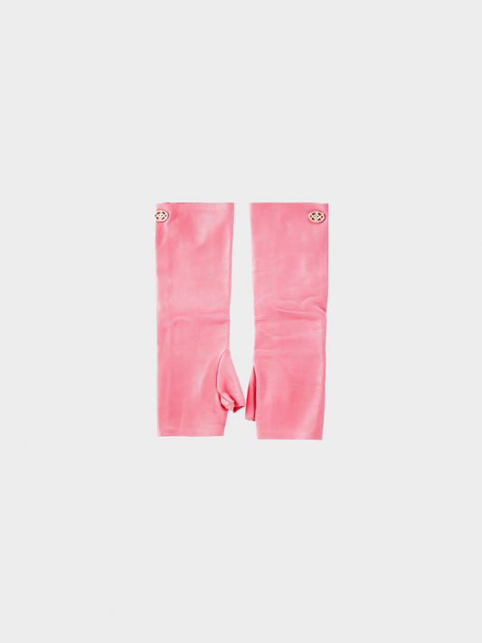 Chanel by Karl Lagerfeld 2000s Pink Leather Arm Warmers