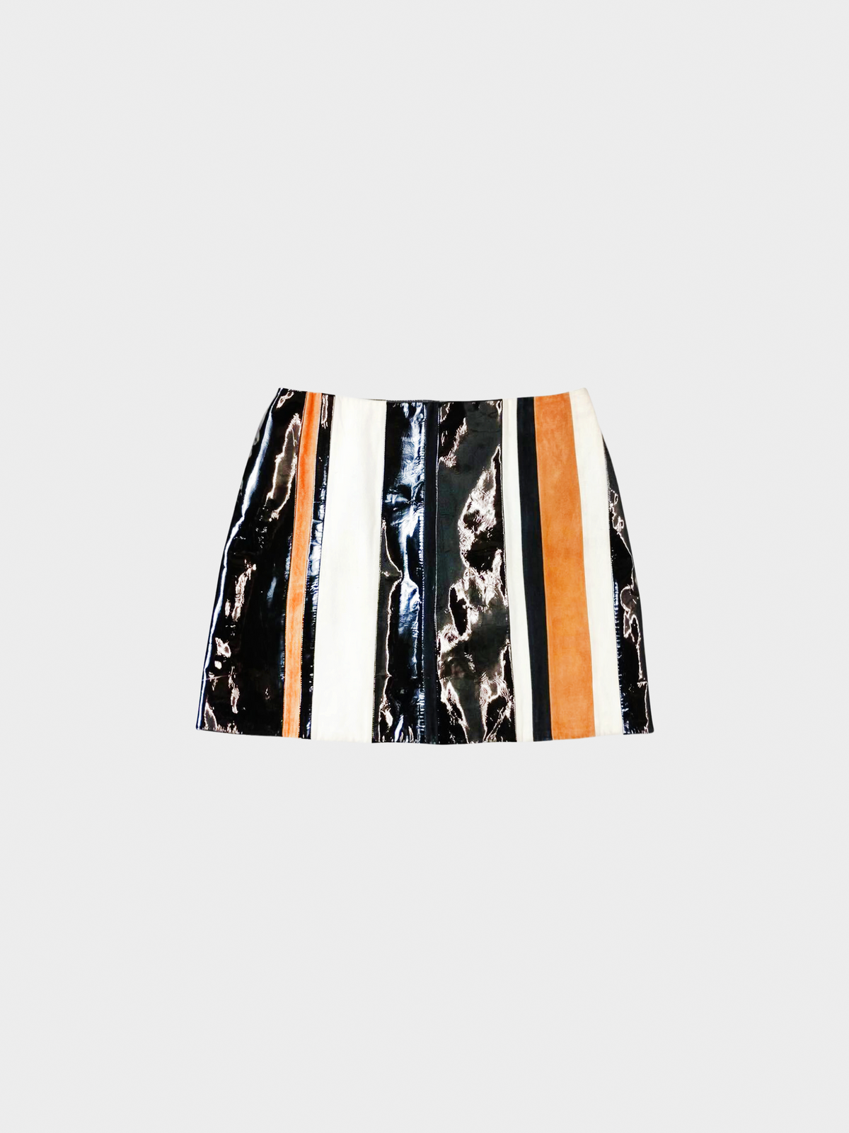 Prada SS 2016 Multicoloured Vertical Striped Leather Skirt
