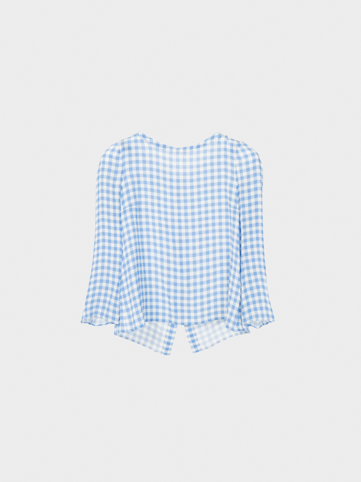Prada AW 2013 Blue Gingham Silk Crepe Blouse