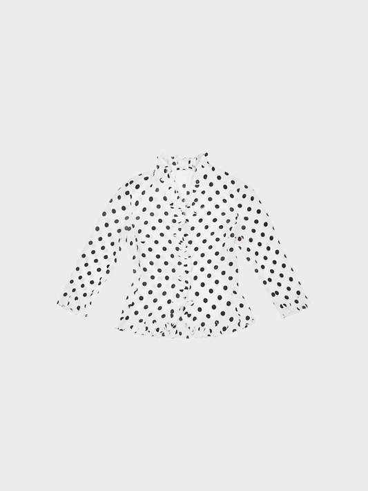 Prada SS 2000 Black and White Silk Polka Dot Top