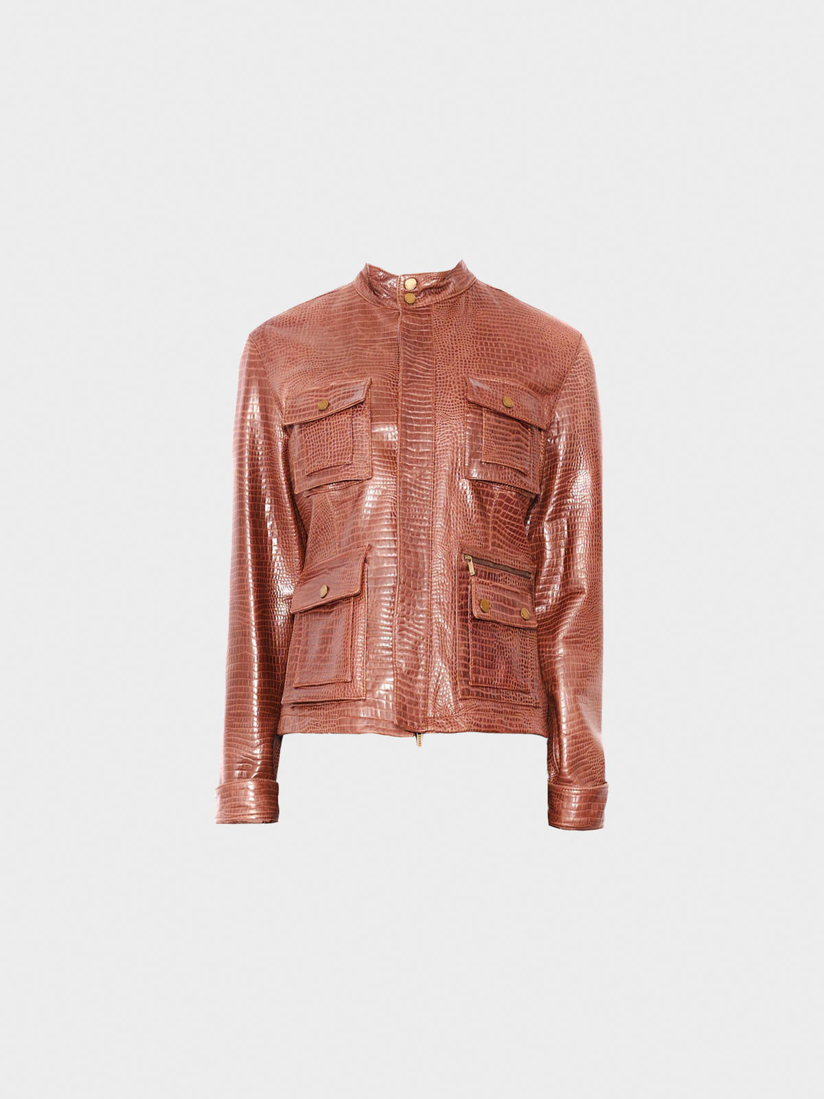 Ralph Lauren Sport 2000s Brown Embossed Leather Jacket