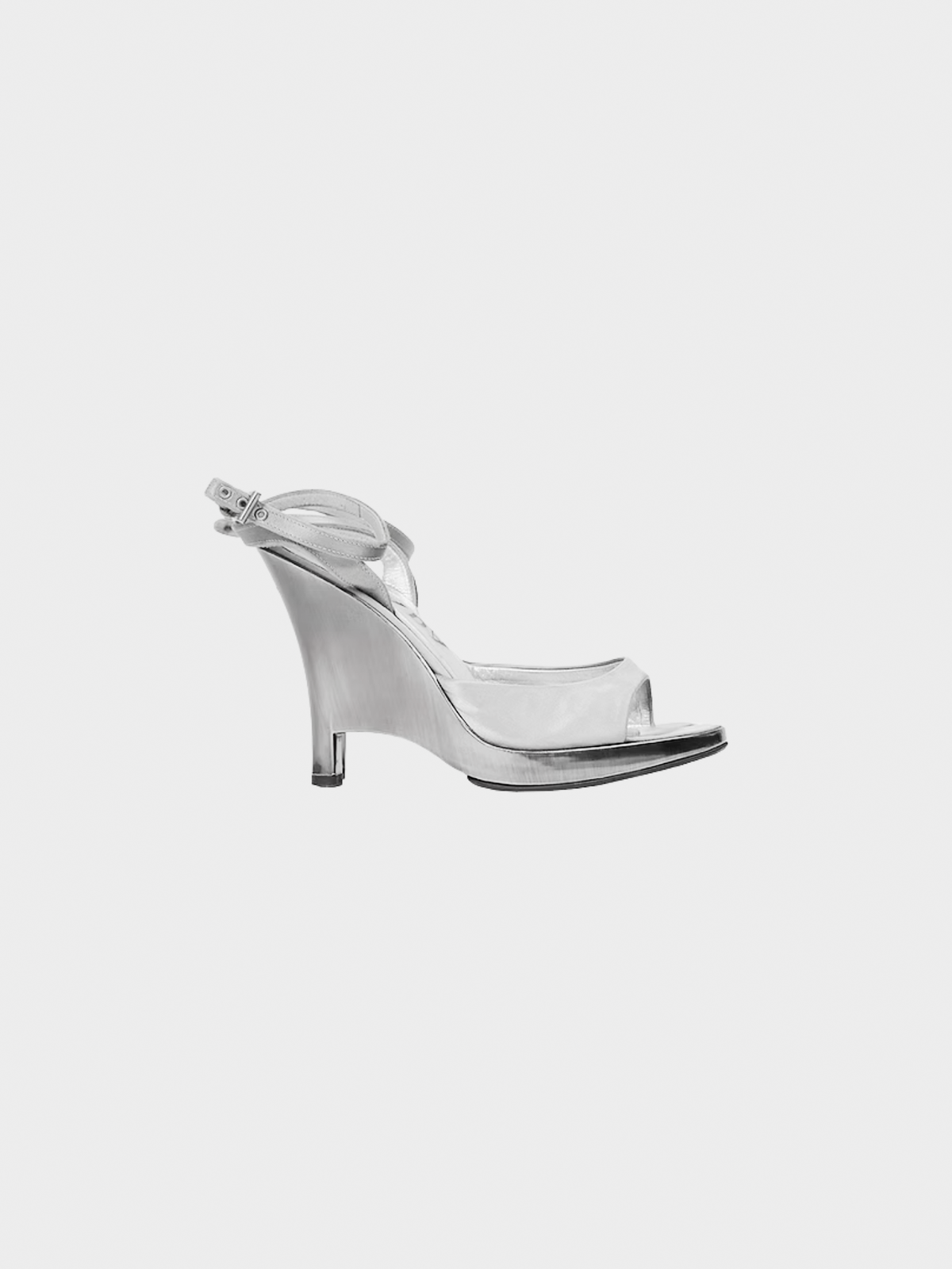 Prada SS 1998 Silver Metal Heels