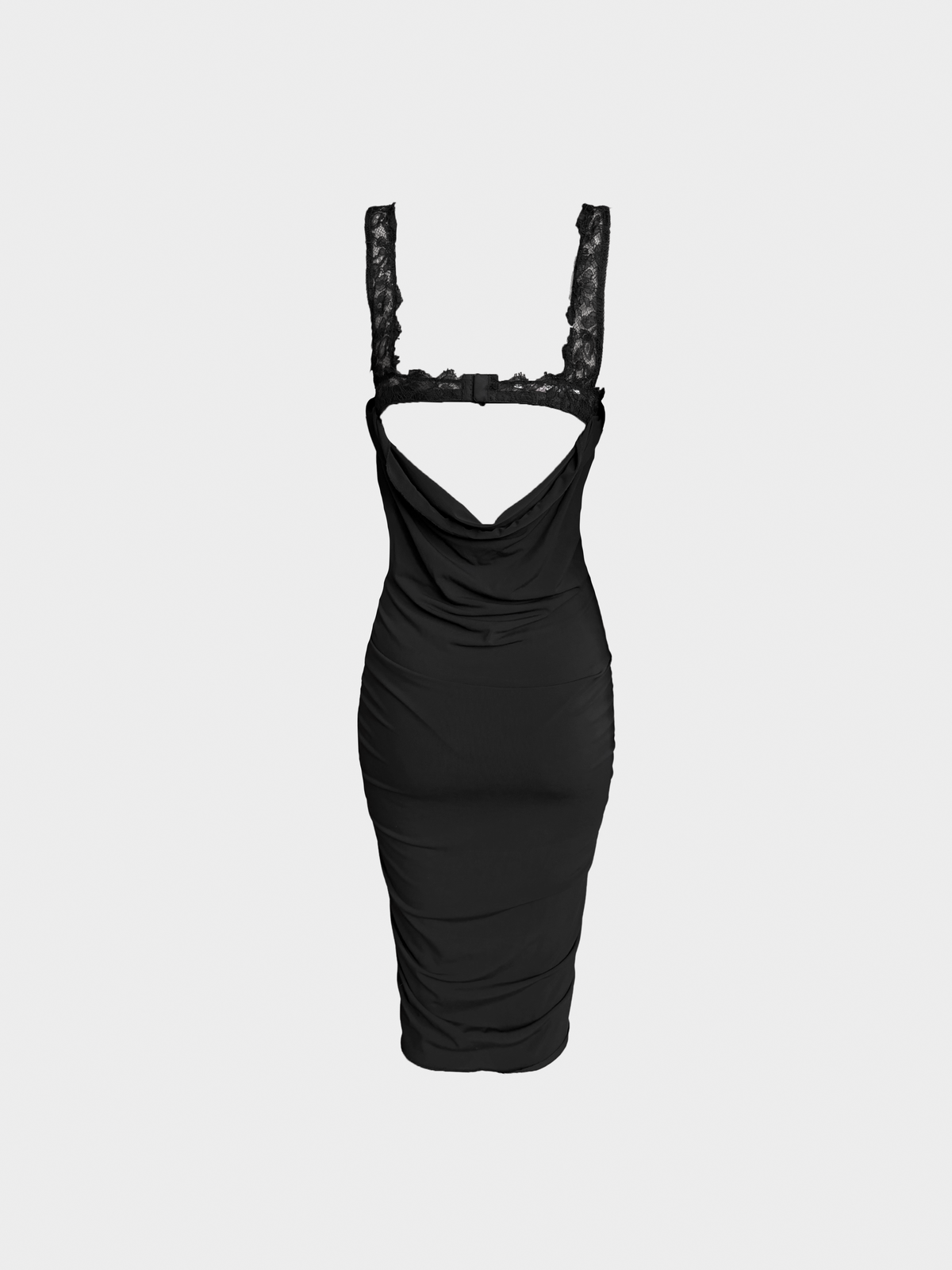 Emanuel Ungaro Fuchsia 2000s Black Ruched Midi Dress